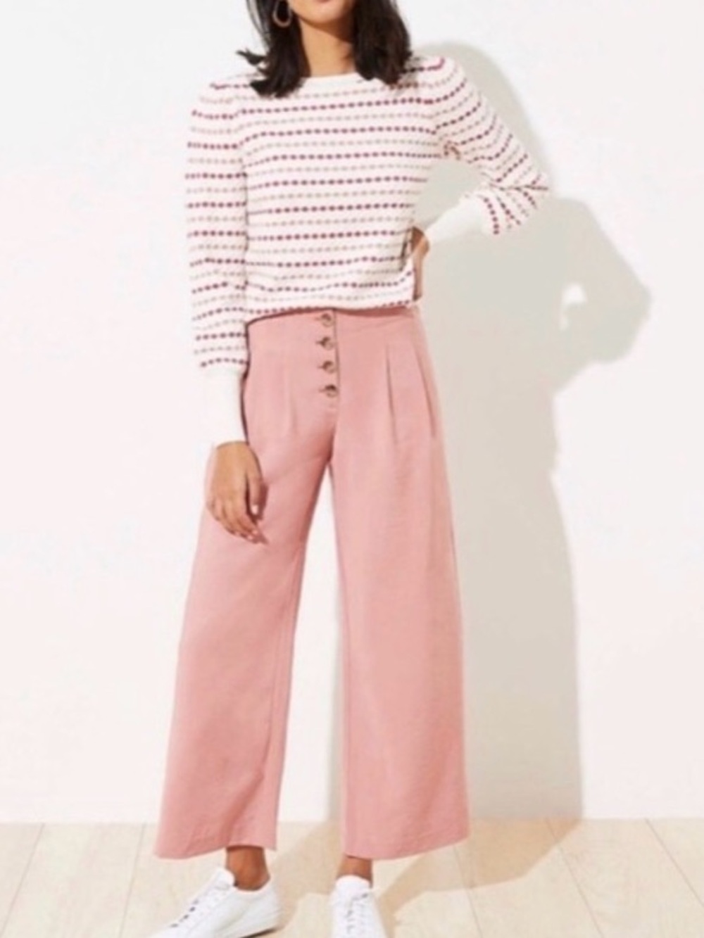 LOFT High Waist Wide Leg Cropped Pants